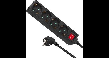 VB Extend Verlengsnoer met schakelaar - 4-voudig - 5 meter - zwart - overspanningsbeveiliging
