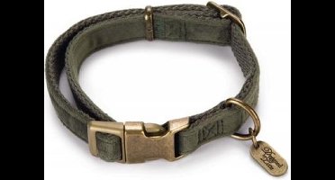 Designed by Lotte Velura - Hondenhalsband - Fluweel - Groen - 35- 50cmx20mm