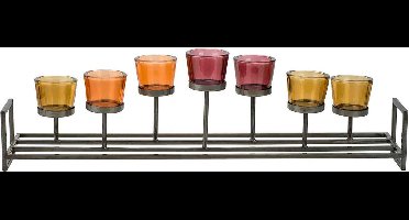 Theelichthouder Multi-kleur 71,5x15xh21cm Metaal-glas