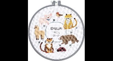 Borduurpakket geboortetegel Wilde dieren incl borduurring Rico 80505.54.00