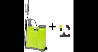 Kinzo Rugsproeier 18L - Drukspuit - Onkruidsproeier - Incl. 4 Opzetstukken en 14 Afsluitringen - met Verstoppingsfilter - Verstelbare Draagriemen - Groen