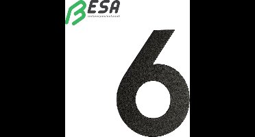 Huisnummer Fuji 80mm ZWART nummer = 6 inclusief dubbelzijdige tape