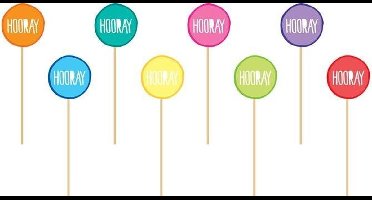 Haza Original Cocktailprikkers Hooray Hout/papier 8 Stuks