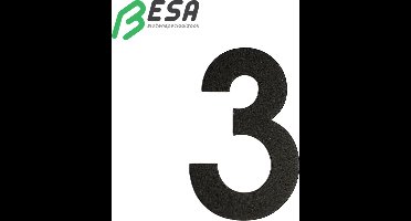 Huisnummer Fuji 80mm ZWART nummer = 3 inclusief dubbelzijdige tape