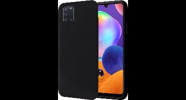 Hoesje geschikt voor Samsung Galaxy A31 - Matte Back Cover Microvezel Siliconen Case Hoes Zwart