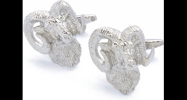 Manchetknopen - Ram Schaap met Hoorns Zilverkleurig