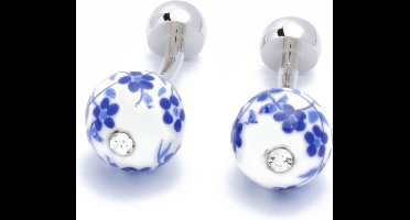 Manchetknopen - Rond Porcelijn met Delfts Blauw