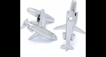 Manchetknopen - Privejet Vliegtuig Zilverkleurig