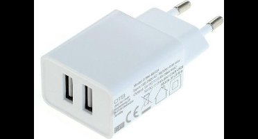 OTB - Thuislader met 2 poorten - USB stekker - 2.4A - Wit