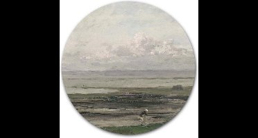 Wandcirkel Strand bij eb - WallCatcher | Acrylglas 40 cm | Charles François Daubigny | Muurcirkel