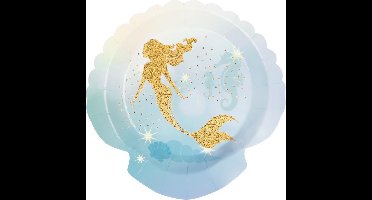 Boland - Wegwerp Servies - Zeemeermin/Mermaid/Oceaan Bordjes Blauw Goud 18cm 6 stuks