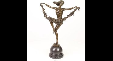 Bronzen beeld - Bloemen Danseres - Naake vtouw - 52,4 cm hoog