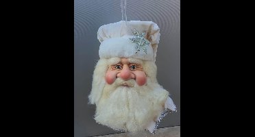 Noelle Collection Christmas Santa head hang decoration white silver