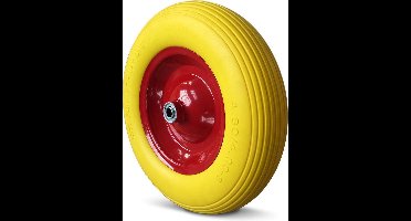 Gardebruk Kruiwagen Wiel - PU-schuim Inclusief As - Geel Rood