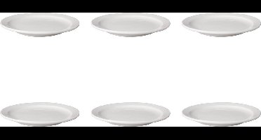 Mammoet - Budgetline - Bord - Smalle rand - 6 stuks - ø 21 cm - Wit - Porselein
