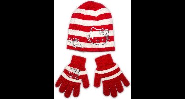 Hello Kitty muts en handschoenen winterset | 52cm | Rood