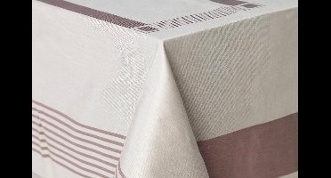 Damast Tafelkleed 200x200cm Lineair Bruin De Witte Lietaer