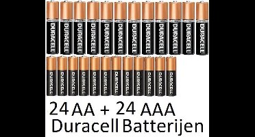 24 Stuks AA + 24 Stuks AAA Duracell Alkaline Batterijen