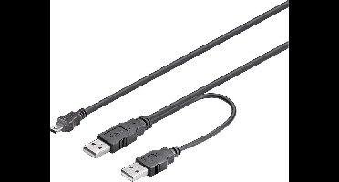 USB Mini B naar 2x USB-A Y-kabel - USB2.0 - tot 1A / zwart - 1 meter