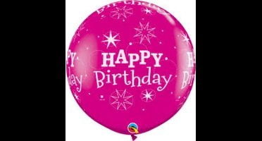 3 Ft Happy Birthday Sparkling Magenta 2 stuks