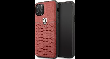 Ferrari Perforated Leather Hard Case voor Apple iPhone 11 Pro (5.8") - Rood