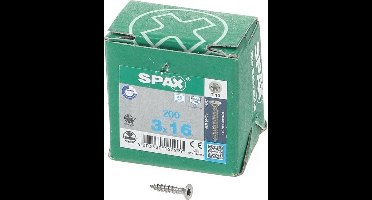 Spax - Spaanplaatschroeven - Torx 10 Platkop - 3 x 16mm - Voldraad - RVS (200 stuks)