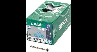 Spax - Spaanplaatschroeven - Torx 30 Platkop - 6 x 70mm - Voldraad - RVS (100 stuks)