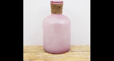 SENSE Fles Vaasje Frosted Roos - Gerecycle - Kleine Glazen Flesjes – Bloemenvaasje – Mini Fles Vaas Pink