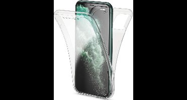Hoesje geschikt voor iPhone 11 Pro - 360 Graden Case 2 in 1 Hoes Transparant + Ingebouwde Siliconen TPU Cover Screenprotector