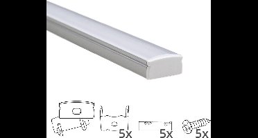 Led strip profiel opbouw 2M - Ledprofiel van 8 mm hoog - incl. afdekkap - Wit - Led profiel opbouw - Led profiel 2 meter