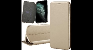 Hoesje geschikt voor iPhone 11 pro - book case cover Kunstleer wallet goud