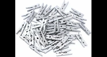 Houten kerstknijper zilver metallic 4,5 cm - knijpers - 200 stuks