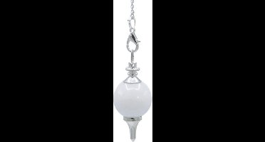 Pendel gepolijste witte agaat & metaal - 3.5x1.7 cm - 12 g - M