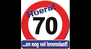 Huldeschild HOERA 70 JAAR 50x50 cm