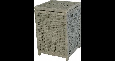 Wasmand - Pitriet - Vierkant - met deksel - 40x40xH60 - Riet - Taupe