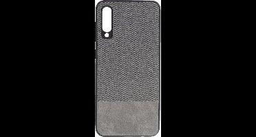 Shop4 - Geschikt voor Samsung Galaxy A50 Hoesje - Harde Back Case Denim en Leer Grijs