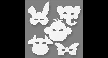 Maskers van karton, H: 15-22 cm, B: 24-25 cm, wit, 192 stuk/ 1 doos