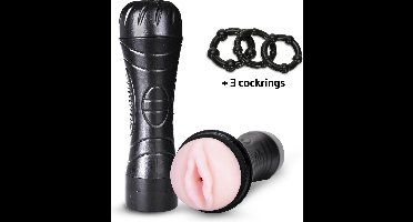 Realistische Kunst Vagina - Intense Nep Vagina Met Vibratiefunctie - Incl. 3 Cockringen