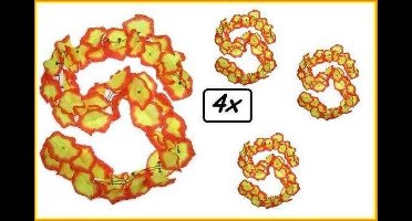 4x Guirlande bloemen slinger geel/rood