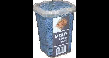150 gram - Elastiek - blauw - 60 x 1.5 mm  - in plastic pot