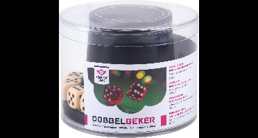 Pokerbeker met Deksel - Zwart Leder - 9 cm Diameter - In Verpakking - Engelhart