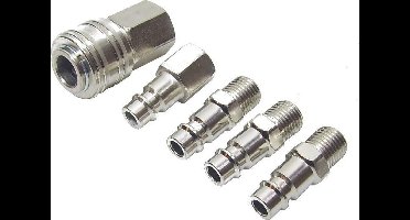 Euro Lucht Perslucht Snelkoppeling Set - 1/4" - 5 Delig