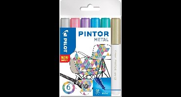 Pilot Pintor Metallic Verfstiften Set - Metal Set - Extra Fijne marker met 2,3mm punt - Inkt op waterbasis - Dekt op elk oppervlak, zelfs de donkerste - Teken, kleur, versier, markeer, schrijf, kalligrafeer…