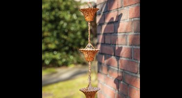 Esschert Design Regenketting/regenmeter - 254 cm - verkoperd staal - Tuinartikelen - Regenmeters/neerslagmeters