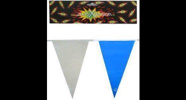 PartyXplosion Vlaggenlijn - Blauw witte vlaggen van 10 meter