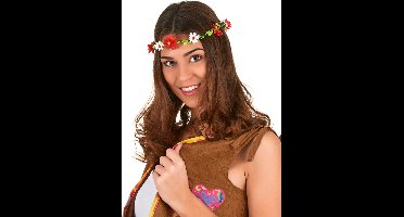 Vegaoo - Rode en witte bloemen krans voor volwassenen