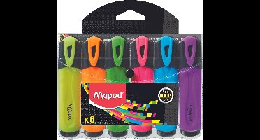 Fluo Pep's tekstmarker classic - assorti kleuren - in etui x 6