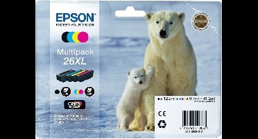 EPSON 26XL inktcartridge zwart en drie kleuren high capacity 41.3ml 1-pack RF-AM blister