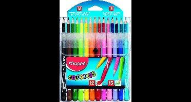 Color'Peps COMBO PACK - 12 viltstiften LONG LIFE + 15 kleurpotloden - in etui