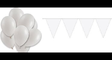 Ballonnen 25x + vlaggenlijn 5 meter wit
